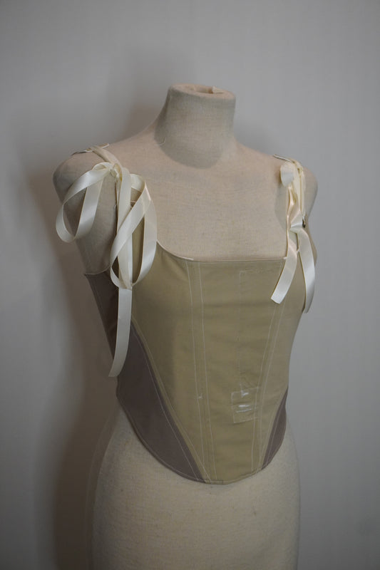 Corset reversible marrón y blanco XS/S