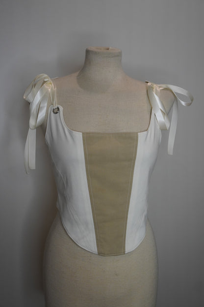 Corset reversible marrón y blanco XS/S